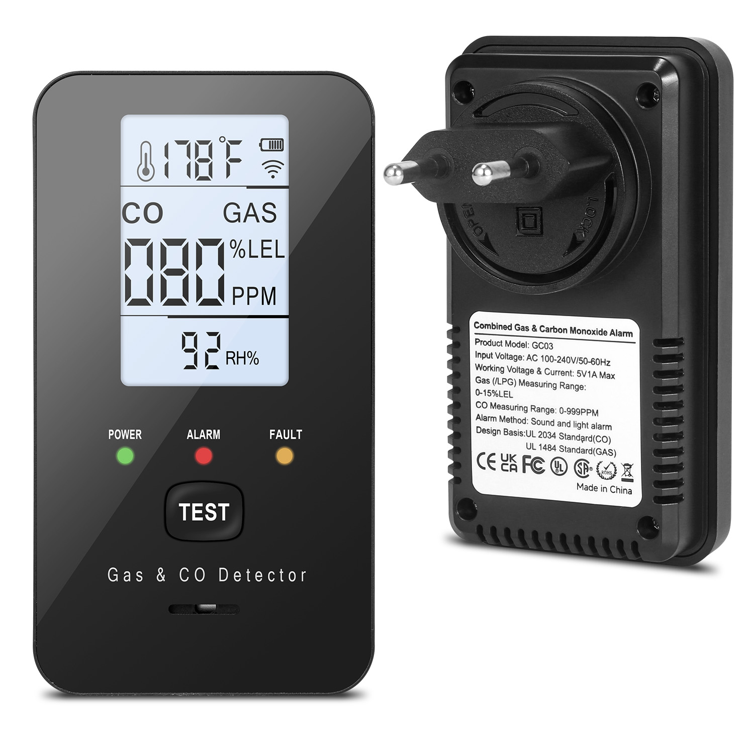 Home Cooking Gas - Detector de gás natural combinado e