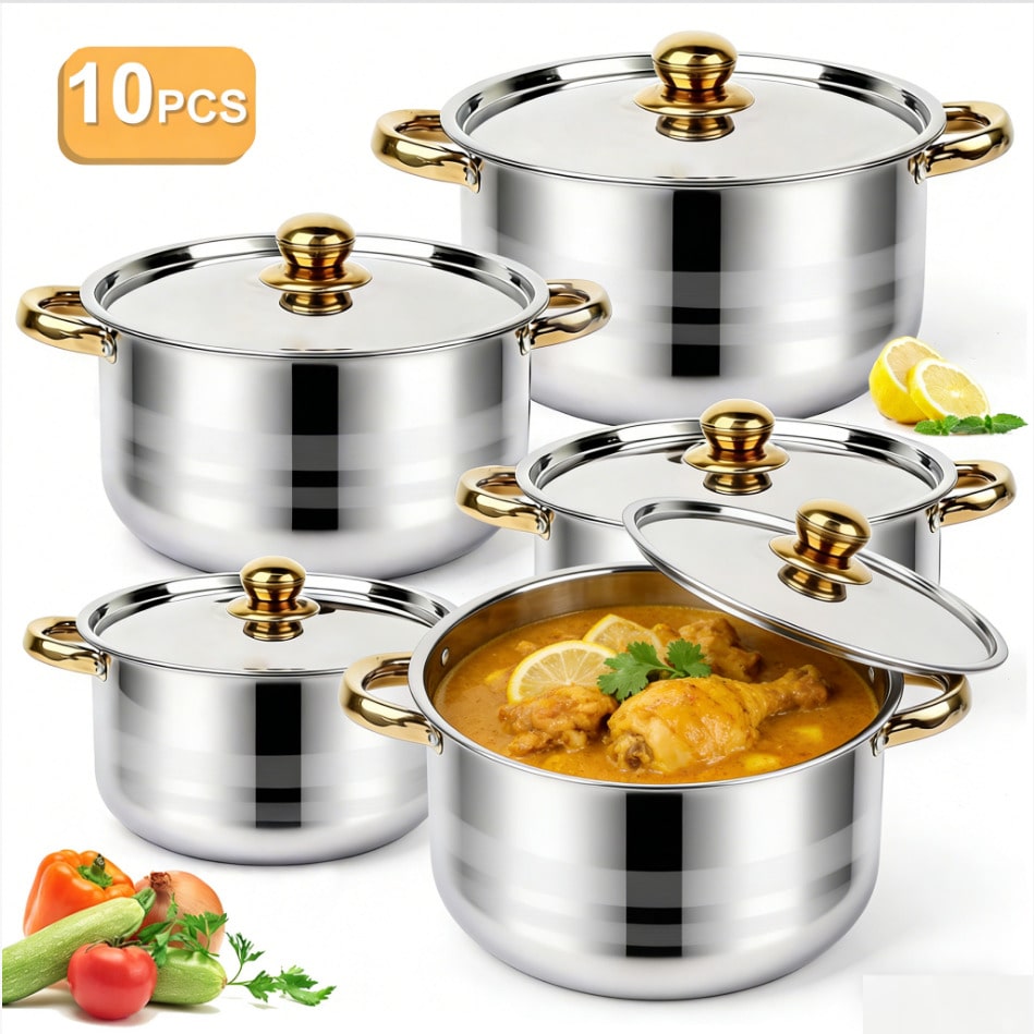 Conjunto de Panelas de Aço Ino - Home Cooking Cookbook avaliação e preço